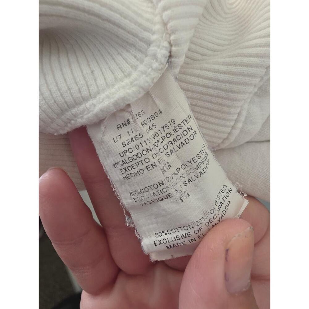 Champion Eco Authentic White Crewneck Sweatshirt XL Distressed Minimal - Picture 5 of 5